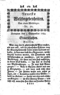 Neueste Weltbegebenheiten (Kemptner Zeitung) Freitag 3. September 1784