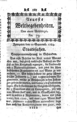 Neueste Weltbegebenheiten (Kemptner Zeitung) Freitag 10. September 1784