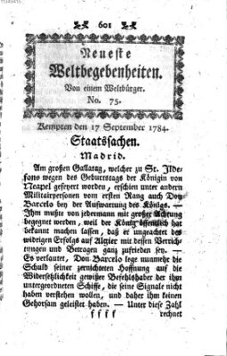 Neueste Weltbegebenheiten (Kemptner Zeitung) Freitag 17. September 1784