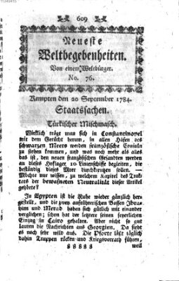 Neueste Weltbegebenheiten (Kemptner Zeitung) Montag 20. September 1784