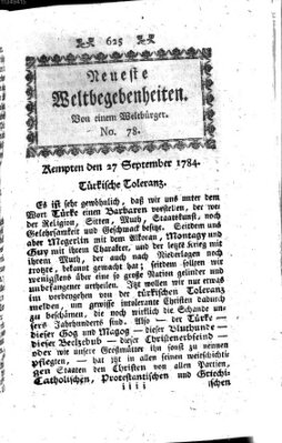 Neueste Weltbegebenheiten (Kemptner Zeitung) Montag 27. September 1784