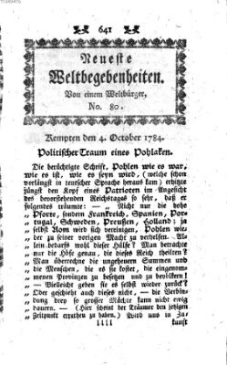 Neueste Weltbegebenheiten (Kemptner Zeitung) Montag 4. Oktober 1784