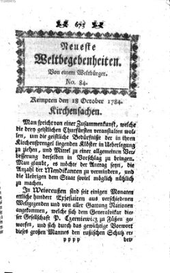 Neueste Weltbegebenheiten (Kemptner Zeitung) Montag 18. Oktober 1784