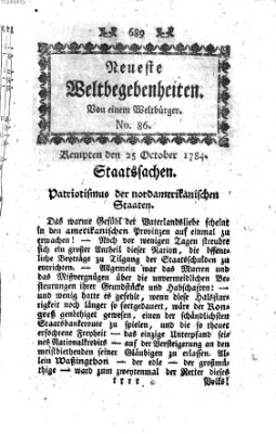 Neueste Weltbegebenheiten (Kemptner Zeitung) Montag 25. Oktober 1784