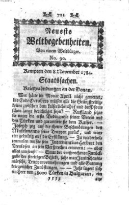 Neueste Weltbegebenheiten (Kemptner Zeitung) Montag 8. November 1784