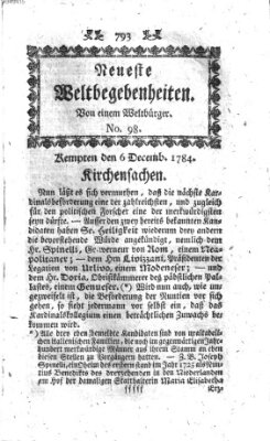 Neueste Weltbegebenheiten (Kemptner Zeitung) Montag 6. Dezember 1784