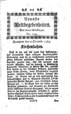 Neueste Weltbegebenheiten (Kemptner Zeitung) Montag 20. Dezember 1784