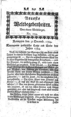 Neueste Weltbegebenheiten (Kemptner Zeitung) Freitag 31. Dezember 1784