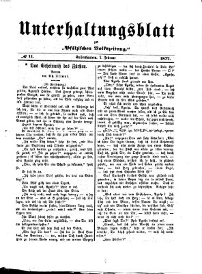 Unterhaltungsblatt zur Kaiserslauterer Zeitung (Pfälzische Volkszeitung) Mittwoch 7. Februar 1877