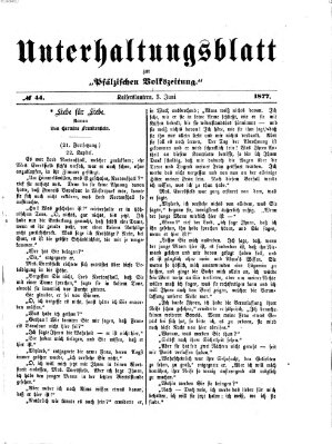 Unterhaltungsblatt zur Kaiserslauterer Zeitung (Pfälzische Volkszeitung) Sonntag 3. Juni 1877