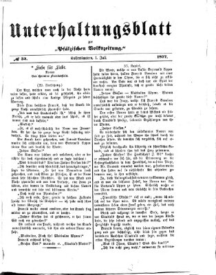 Unterhaltungsblatt zur Kaiserslauterer Zeitung (Pfälzische Volkszeitung) Sonntag 1. Juli 1877