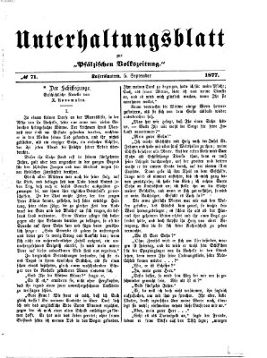 Unterhaltungsblatt zur Kaiserslauterer Zeitung (Pfälzische Volkszeitung) Mittwoch 5. September 1877