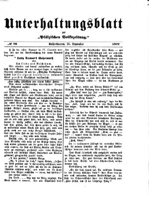 Unterhaltungsblatt zur Kaiserslauterer Zeitung (Pfälzische Volkszeitung) Sonntag 23. September 1877