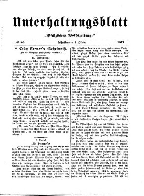 Unterhaltungsblatt zur Kaiserslauterer Zeitung (Pfälzische Volkszeitung) Sonntag 7. Oktober 1877