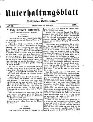 Unterhaltungsblatt zur Kaiserslauterer Zeitung (Pfälzische Volkszeitung) Sonntag 18. November 1877