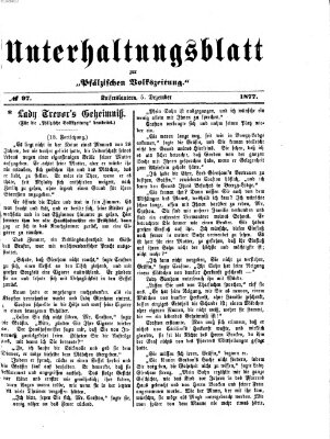 Unterhaltungsblatt zur Kaiserslauterer Zeitung (Pfälzische Volkszeitung) Mittwoch 5. Dezember 1877