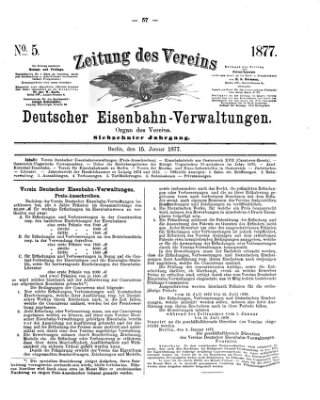 Zeitung des Vereins Deutscher Eisenbahnverwaltungen (Eisenbahn-Zeitung) Montag 15. Januar 1877