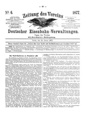 Zeitung des Vereins Deutscher Eisenbahnverwaltungen (Eisenbahn-Zeitung) Freitag 19. Januar 1877