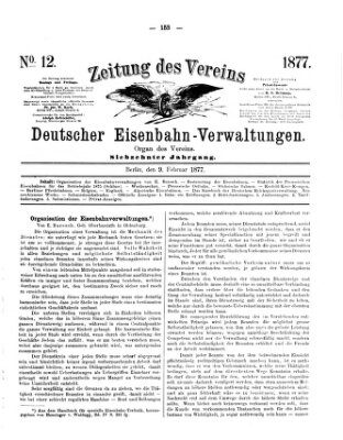 Zeitung des Vereins Deutscher Eisenbahnverwaltungen (Eisenbahn-Zeitung) Freitag 9. Februar 1877