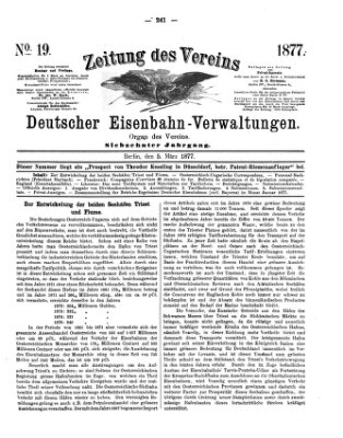 Zeitung des Vereins Deutscher Eisenbahnverwaltungen (Eisenbahn-Zeitung) Montag 5. März 1877