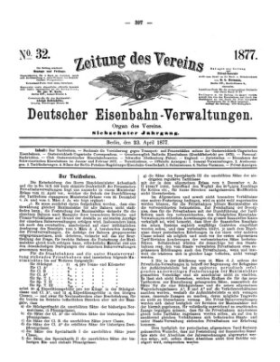 Zeitung des Vereins Deutscher Eisenbahnverwaltungen (Eisenbahn-Zeitung) Montag 23. April 1877