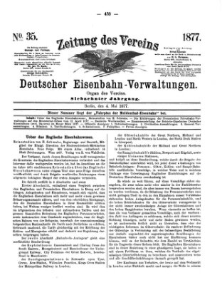 Zeitung des Vereins Deutscher Eisenbahnverwaltungen (Eisenbahn-Zeitung) Freitag 4. Mai 1877