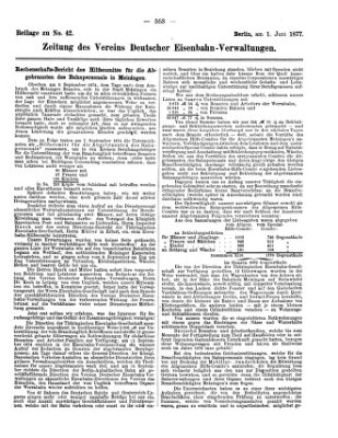 Zeitung des Vereins Deutscher Eisenbahnverwaltungen (Eisenbahn-Zeitung) Freitag 1. Juni 1877