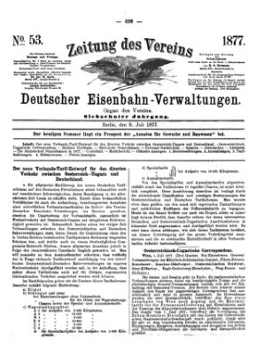 Zeitung des Vereins Deutscher Eisenbahnverwaltungen (Eisenbahn-Zeitung) Montag 9. Juli 1877