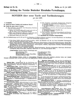 Zeitung des Vereins Deutscher Eisenbahnverwaltungen (Eisenbahn-Zeitung) Freitag 13. Juli 1877