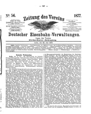 Zeitung des Vereins Deutscher Eisenbahnverwaltungen (Eisenbahn-Zeitung) Freitag 20. Juli 1877