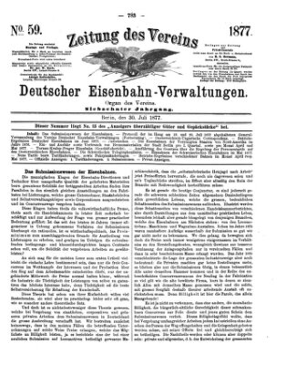 Zeitung des Vereins Deutscher Eisenbahnverwaltungen (Eisenbahn-Zeitung) Montag 30. Juli 1877