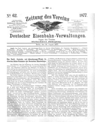 Zeitung des Vereins Deutscher Eisenbahnverwaltungen (Eisenbahn-Zeitung) Freitag 10. August 1877