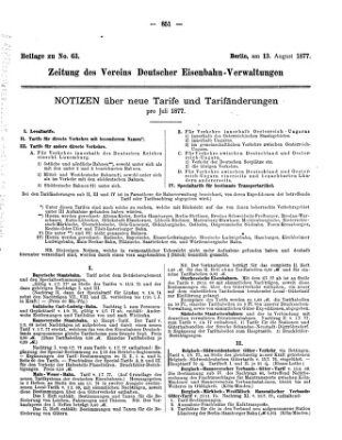 Zeitung des Vereins Deutscher Eisenbahnverwaltungen (Eisenbahn-Zeitung) Montag 13. August 1877