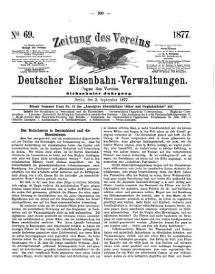 Zeitung des Vereins Deutscher Eisenbahnverwaltungen (Eisenbahn-Zeitung) Montag 3. September 1877