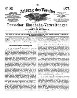 Zeitung des Vereins Deutscher Eisenbahnverwaltungen (Eisenbahn-Zeitung) Montag 22. Oktober 1877