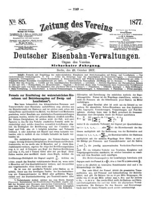 Zeitung des Vereins Deutscher Eisenbahnverwaltungen (Eisenbahn-Zeitung) Montag 29. Oktober 1877