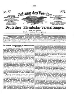 Zeitung des Vereins Deutscher Eisenbahnverwaltungen (Eisenbahn-Zeitung) Montag 5. November 1877