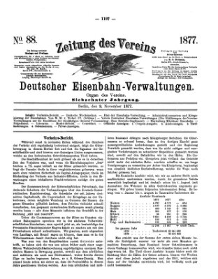 Zeitung des Vereins Deutscher Eisenbahnverwaltungen (Eisenbahn-Zeitung) Freitag 9. November 1877