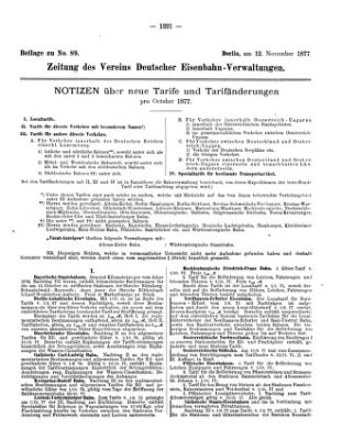 Zeitung des Vereins Deutscher Eisenbahnverwaltungen (Eisenbahn-Zeitung) Montag 12. November 1877