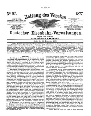 Zeitung des Vereins Deutscher Eisenbahnverwaltungen (Eisenbahn-Zeitung) Montag 10. Dezember 1877