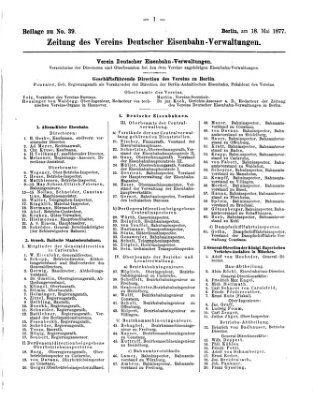 Zeitung des Vereins Deutscher Eisenbahnverwaltungen (Eisenbahn-Zeitung) Freitag 18. Mai 1877