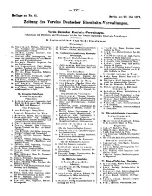 Zeitung des Vereins Deutscher Eisenbahnverwaltungen (Eisenbahn-Zeitung) Montag 28. Mai 1877