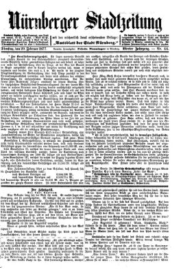 Nürnberger Stadtzeitung (Nürnberger Abendzeitung) Dienstag 20. Februar 1877