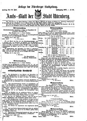 Nürnberger Stadtzeitung (Nürnberger Abendzeitung) Freitag 13. Juli 1877