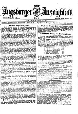 Augsburger Anzeigeblatt Mittwoch 3. Januar 1877