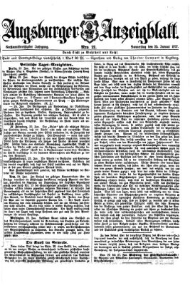 Augsburger Anzeigeblatt Donnerstag 25. Januar 1877