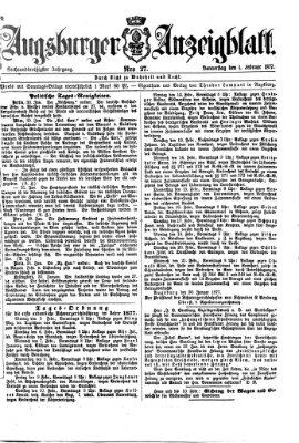 Augsburger Anzeigeblatt Donnerstag 1. Februar 1877