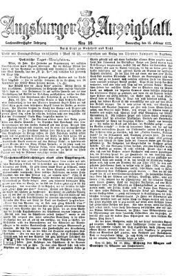 Augsburger Anzeigeblatt Donnerstag 15. Februar 1877