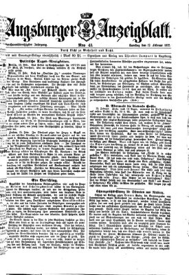 Augsburger Anzeigeblatt Samstag 17. Februar 1877