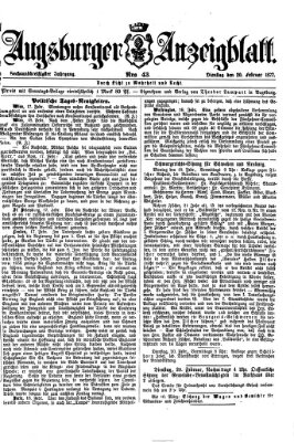 Augsburger Anzeigeblatt Dienstag 20. Februar 1877